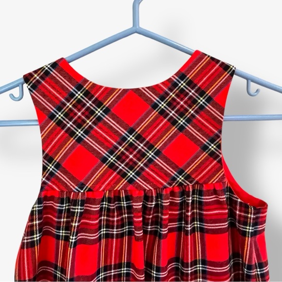 80s Kid Vintage Red Plaid Sleeveless Dress - Picture 5 of 7